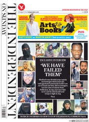 The Independent on Sunday (UK) Newspaper Front Page for 24 August 2014