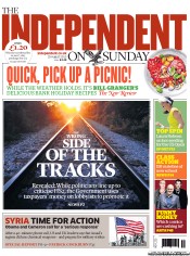 The Independent on Sunday (UK) Newspaper Front Page for 25 August 2013
