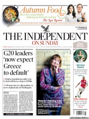 The Independent on Sunday (UK) Newspaper Front Page for 25 September 2011