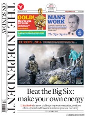 The Independent on Sunday (UK) Newspaper Front Page for 26 January 2014
