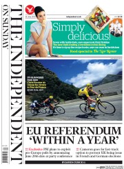 The Independent on Sunday (UK) Newspaper Front Page for 26 July 2015