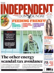 The Independent on Sunday (UK) Newspaper Front Page for 27 October 2013