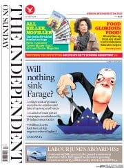 The Independent on Sunday (UK) Newspaper Front Page for 27 April 2014
