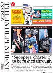 The Independent on Sunday (UK) Newspaper Front Page for 28 February 2016