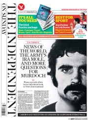 The Independent on Sunday (UK) Newspaper Front Page for 29 June 2014