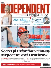 The Independent on Sunday (UK) Newspaper Front Page for 2 September 2012