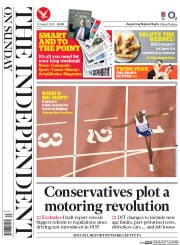 The Independent on Sunday (UK) Newspaper Front Page for 30 August 2015