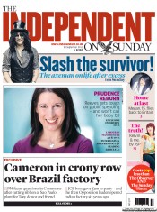 The Independent on Sunday (UK) Newspaper Front Page for 30 September 2012