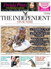 The Independent on Sunday (UK) Newspaper Front Page for 31 July 2011