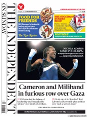The Independent on Sunday (UK) Newspaper Front Page for 3 August 2014