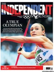 The Independent on Sunday (UK) Newspaper Front Page for 5 August 2012
