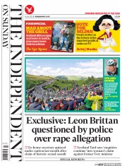 The Independent on Sunday (UK) Newspaper Front Page for 6 July 2014