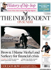 The Independent on Sunday (UK) Newspaper Front Page for 7 August 2011