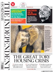 The Independent on Sunday (UK) Newspaper Front Page for 8 December 2013