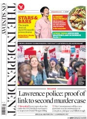 The Independent on Sunday (UK) Newspaper Front Page for 9 March 2014