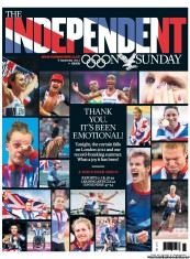 The Independent on Sunday (UK) Newspaper Front Page for 9 September 2012