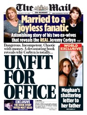 The Mail on Sunday (UK) Newspaper Front Page for 10 February 2019