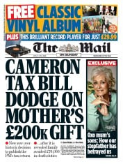 The Mail on Sunday (UK) Newspaper Front Page for 10 April 2016