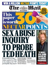 The Mail on Sunday (UK) Newspaper Front Page for 10 September 2017