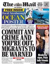 The Mail on Sunday front page for 11 May 2025