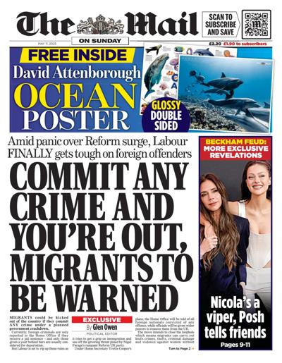 The Mail on Sunday Newspaper Front Page (UK) for 11 May 2025