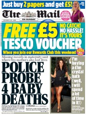The Mail on Sunday (UK) Newspaper Front Page for 11 September 2011