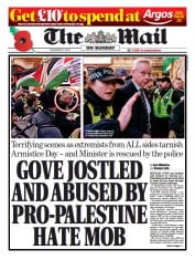 The Mail on Sunday front page for 12 November 2023