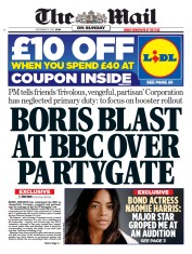 The Mail on Sunday front page for 12 December 2021