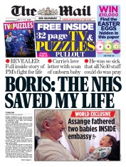 The Mail on Sunday (UK) Newspaper Front Page for 12 April 2020