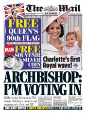 The Mail on Sunday (UK) Newspaper Front Page for 12 June 2016