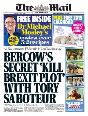 The Mail on Sunday (UK) Newspaper Front Page for 13 January 2019