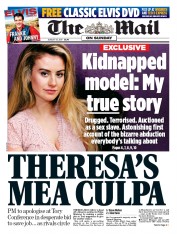 The Mail on Sunday (UK) Newspaper Front Page for 13 August 2017