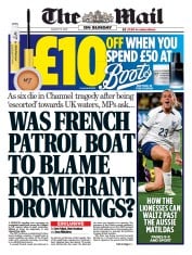 The Mail on Sunday front page for 13 August 2023