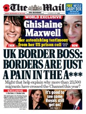 The Mail on Sunday (UK) Newspaper Front Page for 14 November 2021