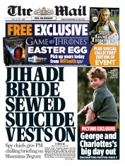 The Mail on Sunday (UK) Newspaper Front Page for 14 April 2019