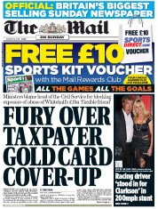 The Mail on Sunday Newspaper Front Page (UK) for 14 August 2011
