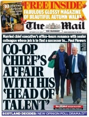 The Mail on Sunday (UK) Newspaper Front Page for 14 September 2014