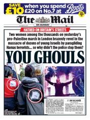 The Mail on Sunday front page for 15 October 2023