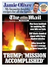 The Mail on Sunday (UK) Newspaper Front Page for 15 April 2018