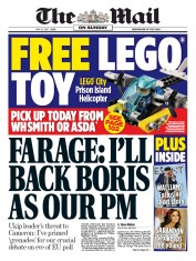 The Mail on Sunday (UK) Newspaper Front Page for 15 May 2016