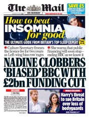 The Mail on Sunday front page for 16 January 2022