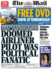 The Mail on Sunday (UK) Newspaper Front Page for 16 March 2014