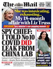 The Mail on Sunday front page for 16 March 2025