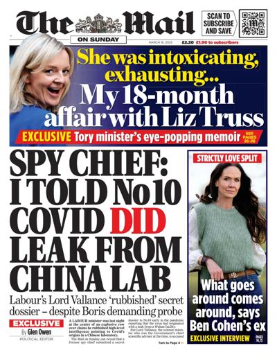 The Mail on Sunday Newspaper Front Page (UK) for 16 March 2025