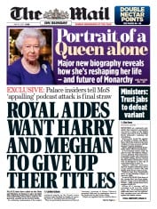 The Mail on Sunday (UK) Newspaper Front Page for 16 May 2021