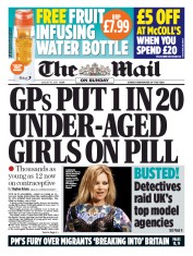 The Mail on Sunday (UK) Newspaper Front Page for 16 August 2015