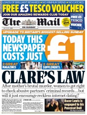 The Mail on Sunday Newspaper Front Page (UK) for 17 July 2011