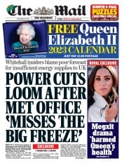 The Mail on Sunday front page for 18 December 2022