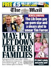 The Mail on Sunday (UK) Newspaper Front Page for 18 June 2017
