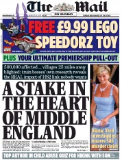 The Mail on Sunday (UK) Newspaper Front Page for 18 August 2013